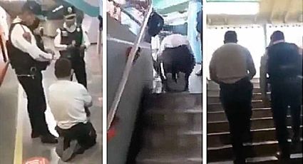 VIDEO "Discapacitado" que se arrastraba para pedir dinero sube escaleras caminando