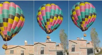 (VIDEO)¡Les tumbo el tinaco! Globo aerostático choca contra casa en Leon Guanajuato