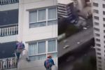 VIDEO: Mujer corta la cuerda de dos pintores que trabajaban en edificio