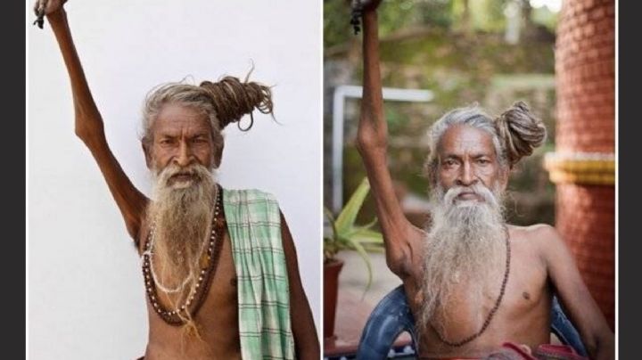 Increíble pero cierto: Amar, el hombre que no bajó su brazo por más de 45 años