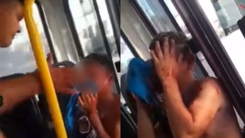 Con el rostro completamente hinchado, el joven ladrón pedía ya no ser golpeado