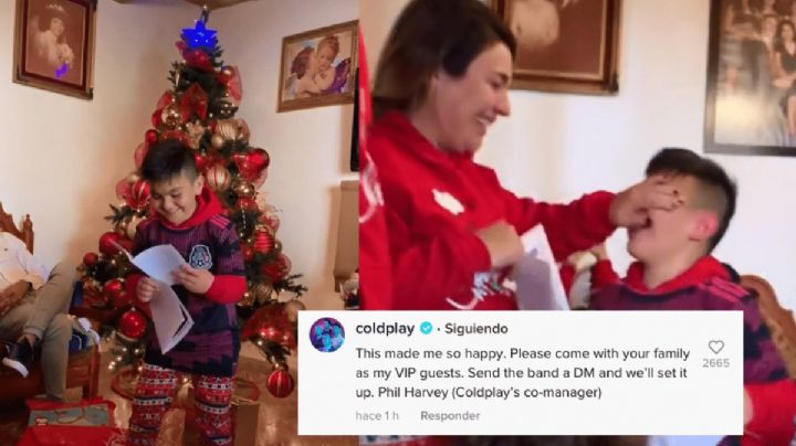 Niño es viral por su reacción al recibir boletos en Navidad, y Coldplay lo hizo invitado VIP