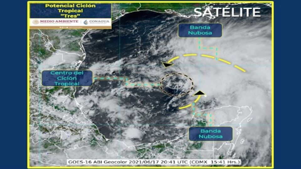 Ciclón tropical tres se forma en golfo de México.