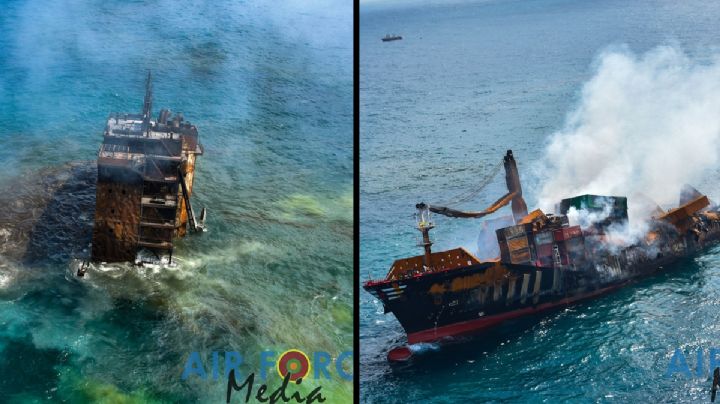 VIDEO: Buque con toneladas de petróleo lleva dos semanas incendiado; catastrófico daño ambiental