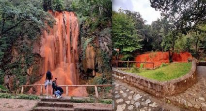 Se pintan de rojo cascadas de El Salto en Nuevo León tras intensas lluvias