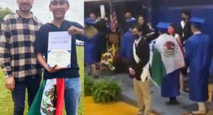 Entregan diploma a estudiante que portó la bandera de México en ceremonia de graduacion