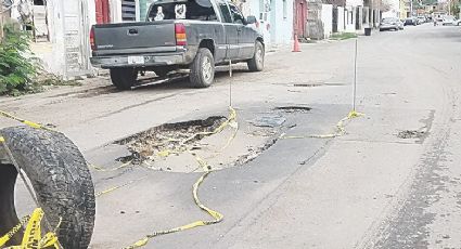 Se registran hundimientos en Nuevo Laredo e impide el paso de vehículos