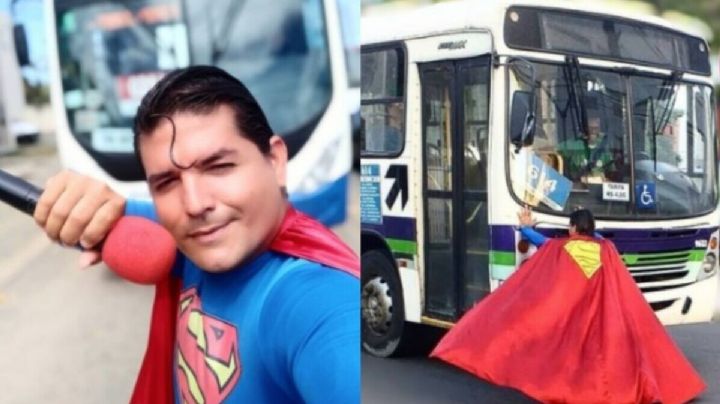 ¡Atropella a Superman! hombre disfrazado intentó detener un autobús