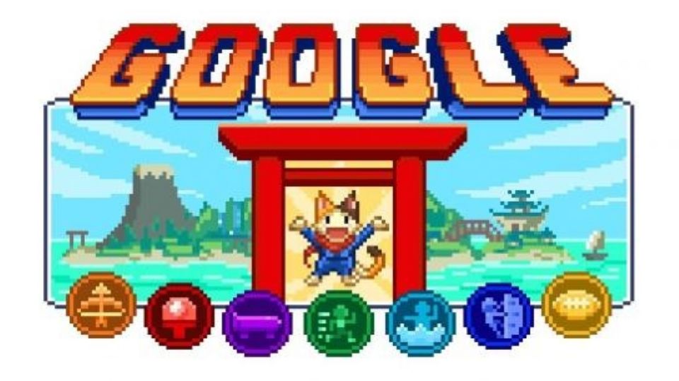 El doodle emula un videojuego estilo RPG