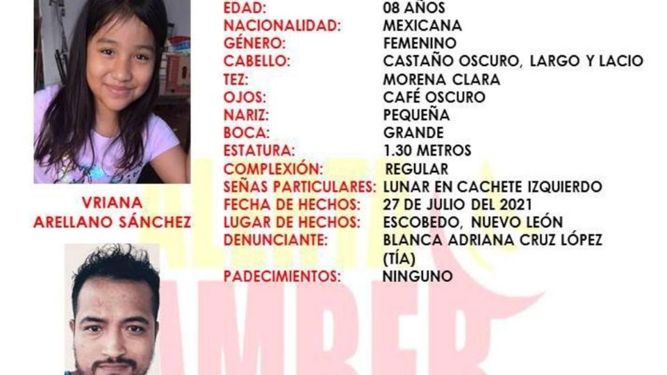 Autoridades activaron la Alerta Amber para localizar a la pequeña Vriana.