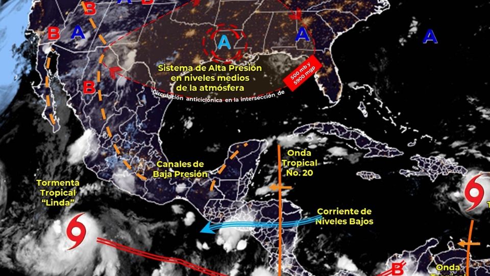 La tormenta tropical Linda se formó en el océano Pacífico, el día martes 10 de agosto.