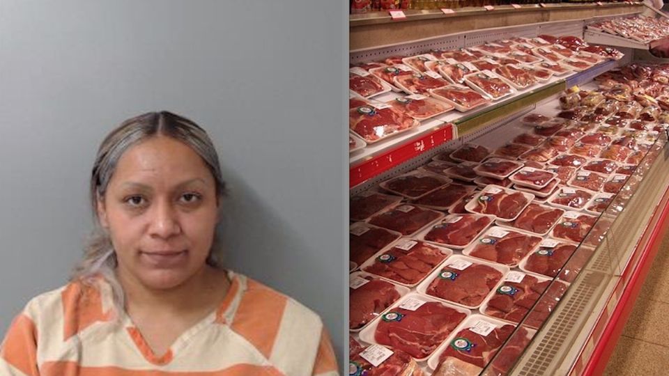 Mujeres son captadas por cámara de seguridad robando carne en negocio de Laredo.