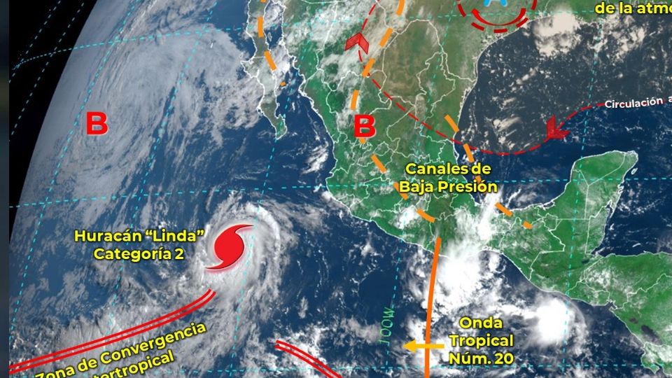 Huracán Linda se fortaleció a Categoría 2 al suroeste de Baja California