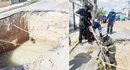 Rescatan a perro de socavón en Nuevo Laredo