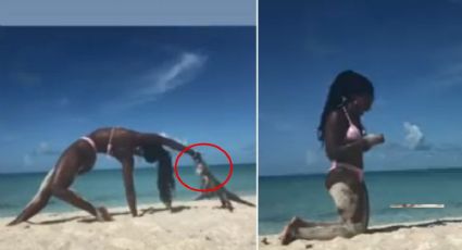 Video viral: Iguana atacó a mujer mientras hacía Yoga en la playa