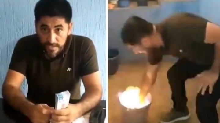 Maestro de la CNTE quema un millón de pesos por presunto soborno de su líder sindical