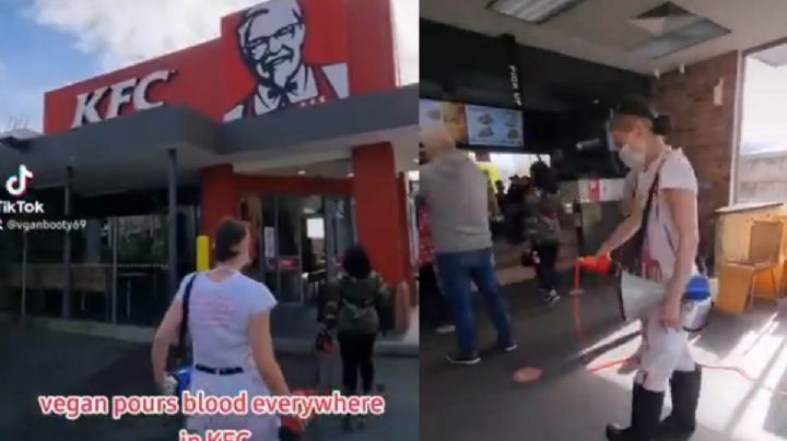 VIDEO: Jóvenes veganos desatan polémica tras manifestarse en un KFC