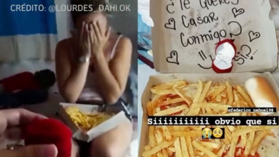 La llegada de la comida con un anillo matrimonial fue planeada por el joven, convencido de querer pasar sus días a lado de su novia