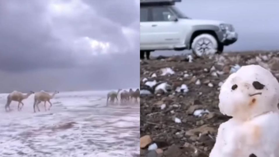 La nevada de registró en la ciudad de Tabuk, Arabia Saudita, en pleno desierto.