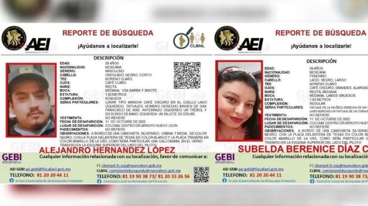 Se busca a pareja desaparecida en Nuevo León | FOTO