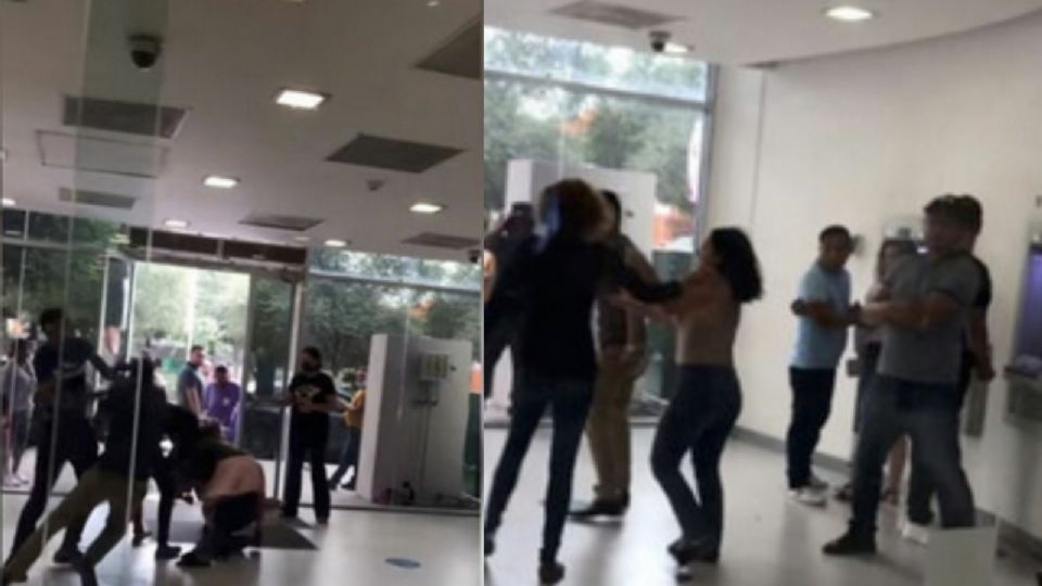 En Reynosa dos parejas se agarraron a golpes en un banco