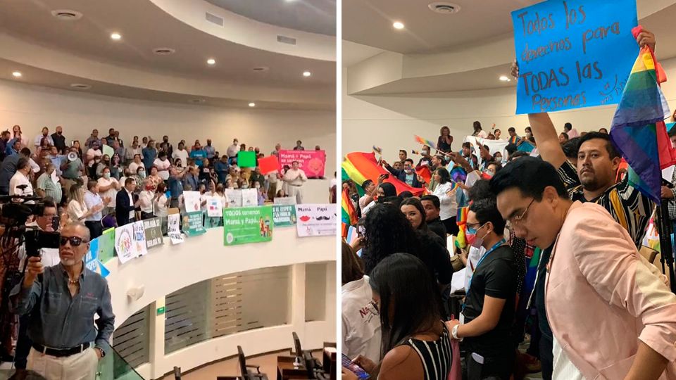 Grupos religiosos y la comunidad LGBT+ se confrontaron en el Congreso durante la votación por el Matrimonio Igualitario en Tamaulipas