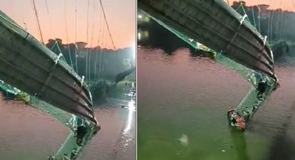 Puente colgante se derrumba en India; van 60 muertos | VIDEO