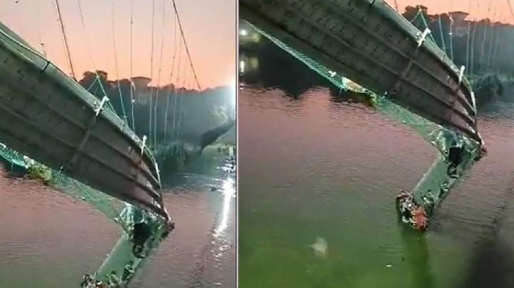Puente colgante se derrumba en India; van 60 muertos | VIDEO