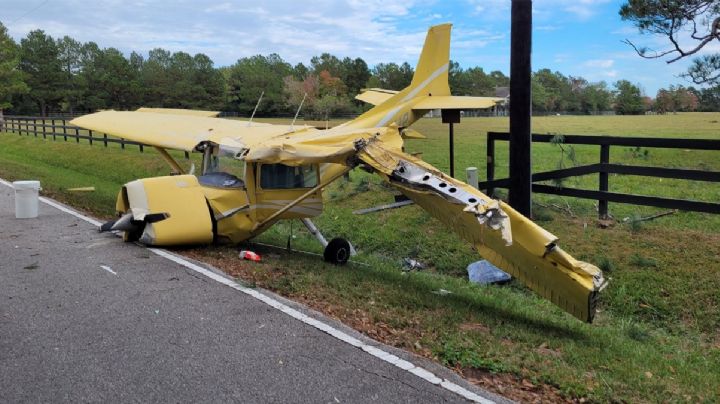 Estrellan su avioneta en medio de un barrio en Houston... tripulantes viven de milagro