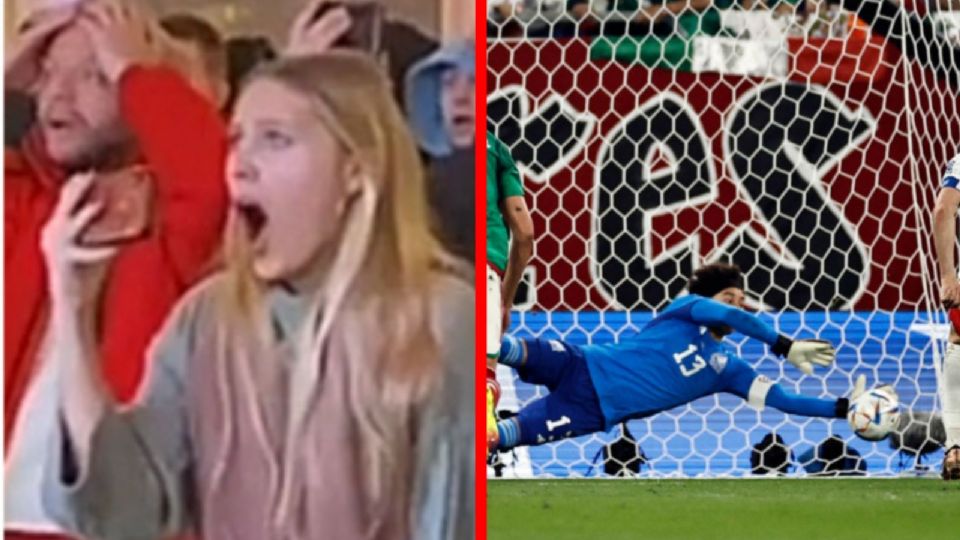 La mujer muestra su gran decepción ante la atajada de Memo Ochoa frente a uno de los mejores jugadores del mundo