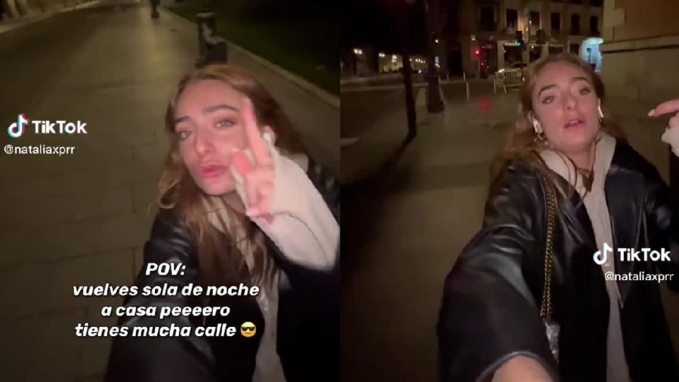 Con un visible rostro de terror, la chica va caminando por las calles de su colonia, actuando una videollamada en vivo con cientos de seguidores