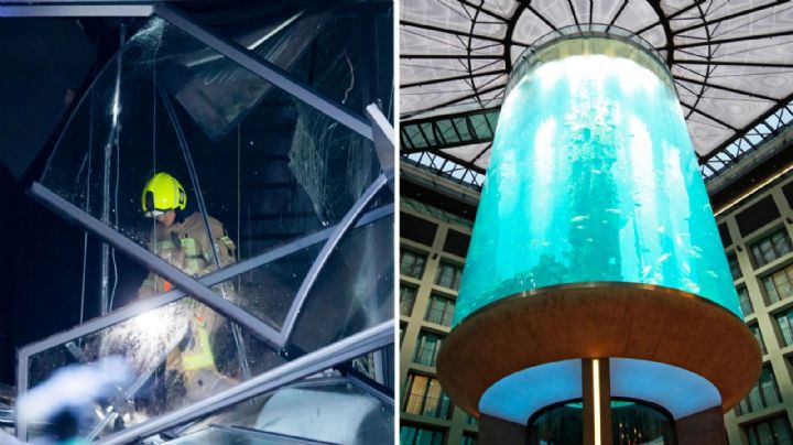 Explota el acuario cilíndrico más grande del mundo en Berlín | VIDEO