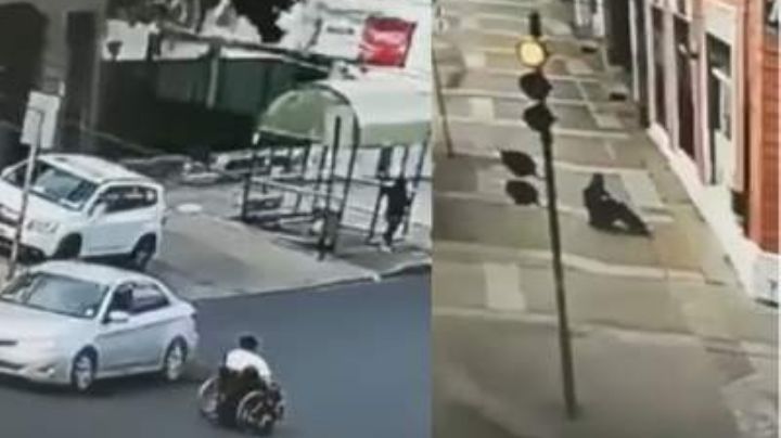 Hombre roba silla de ruedas a discapacitado y escapa con ella | VIDEO