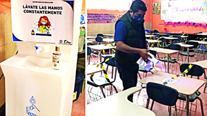 Sanitizan y limpian los planteles educativos