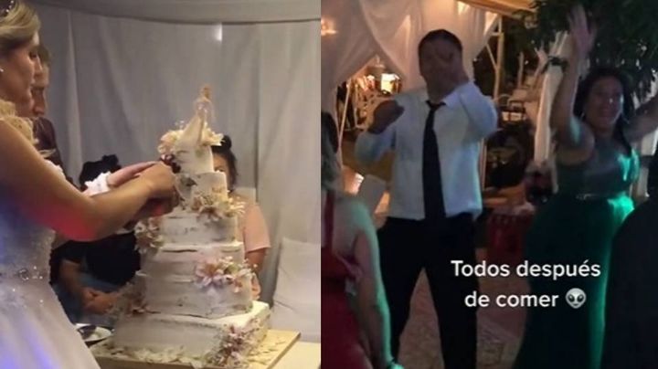 ¡Boda se sale de control! Esposos dan pastel "mágico" a sus invitados