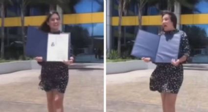 VIDEO VIRAL: Egresada de la UANL presume título universitario y viento se lo lleva