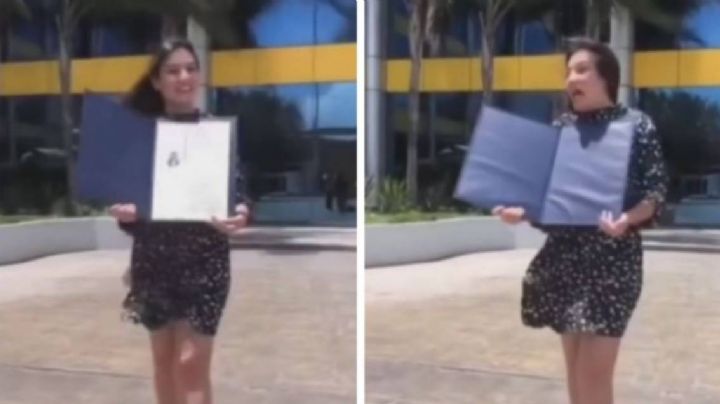 VIDEO VIRAL: Egresada de la UANL presume título universitario y viento se lo lleva