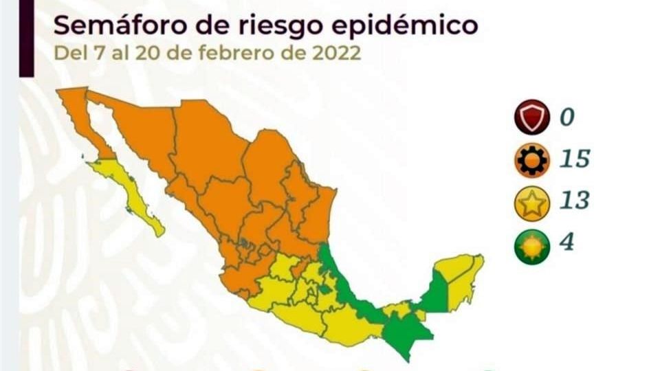 Actualmente ningún estado de la república se ubica en el color rojo del semáforo epidemiológico