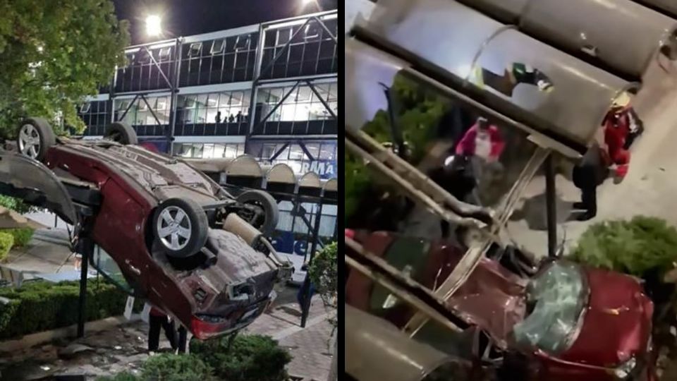 El automóvil cayó desde el tercer piso de un estacionamiento de la Universidad La Selle.