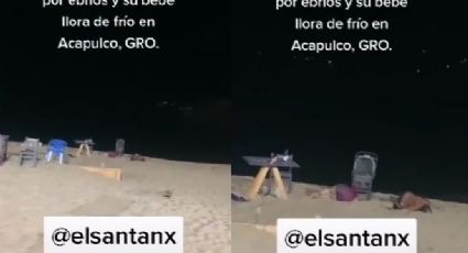 ¡Irresponsables! Pareja ebria duerme en la playa mientras su bebé llora desconsoladamente (VIDEO)