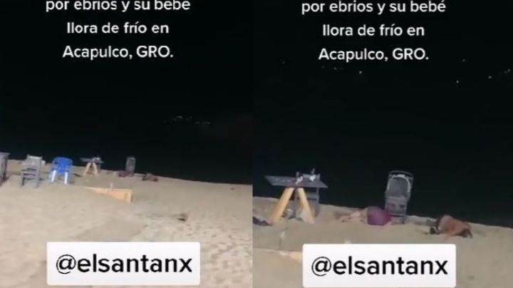 ¡Irresponsables! Pareja ebria duerme en la playa mientras su bebé llora desconsoladamente (VIDEO)