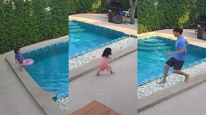 Pequeña heroína: Niña salva a su hermanita de morir ahogada en una piscina