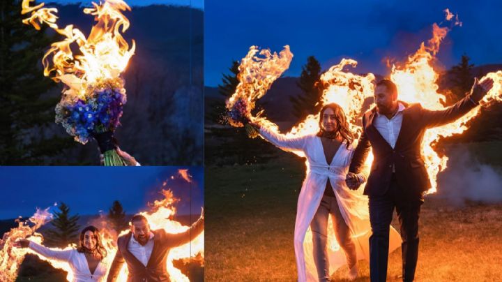 De película: Novios hacen entrada triunfal a su boda... ¡prendidos en llamas! VIDEO
