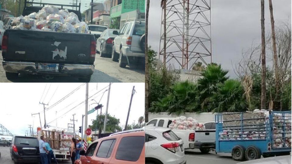 Camionetas cargadas de despensas fueron detectadas por todos los
rumbos de la ciudad.