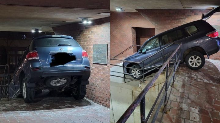 Mujer ebria intentó bajar por escalera en auto; dijo que seguía el GPS