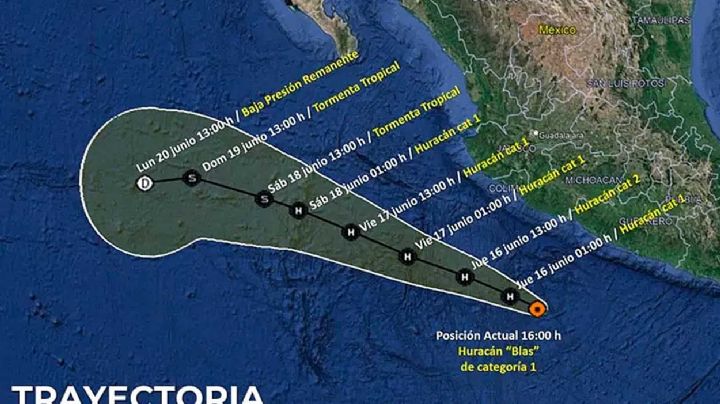 ¡Se va de 'foul'! El HURACÁN BLAS pasa rozando a México; esta será su trayectoria