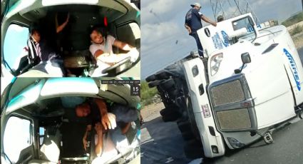 NLD:Trailero sale volando en accidente por no usar cinturón de seguridad; es captado por cámara