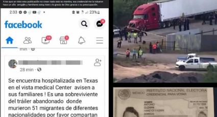 Aparece su INE en tráiler de migrantes muertos; mujer desmiente que esté grave en el hospital