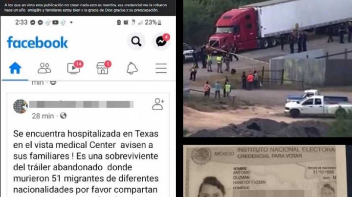 Aparece su INE en tráiler de migrantes muertos; mujer desmiente que esté grave en el hospital