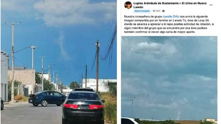 Se forma pequeño torbellino y es captado por los Dos Laredos